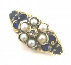 Diamond Pearl Enamel Cluster Ring - Early