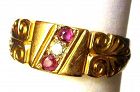 18kt Diamond Ruby Cigar Band Ring - 1903