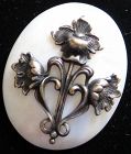 Silver Poppies on Mother of Pearl - Brooch