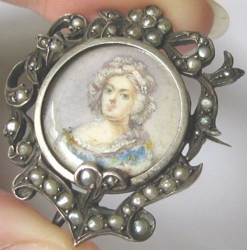 Antique Portrait Miniature in Silver