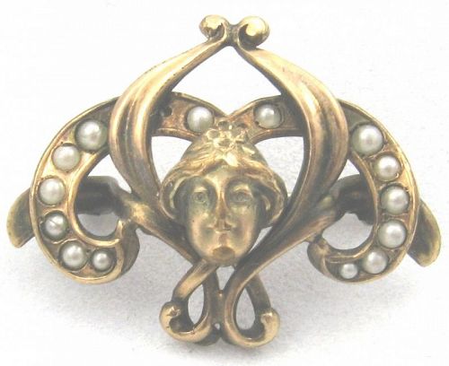 Lady with Seed Pearls - Brooch