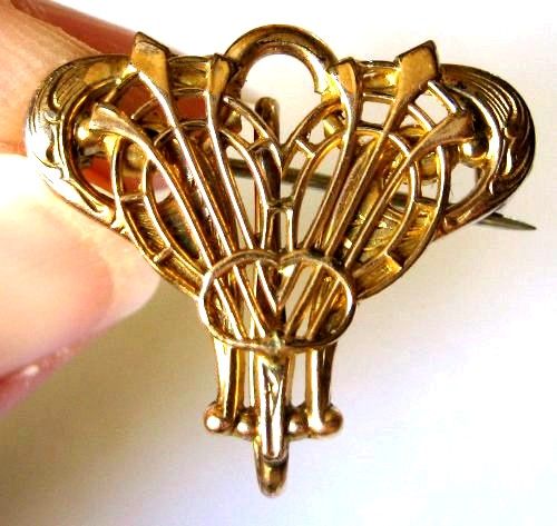 Simmons high quality Art Nouveau multi color gold filled watch pin