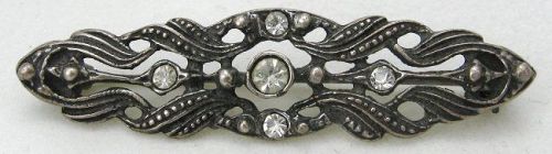 Sterling Brooch with Rhinestones – Edwardian Revival