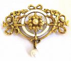 18kt Gold White Enamel Brooch - Belle Epoch France