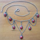 Ox Blood Coral Silver Necklace Arts & Crafts/Secessionist