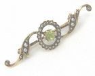 Peridot Seed Pearl 14kt Gold Brooch or Pin