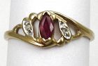 Ruby & Diamond Ring - 10kt Yellow Gold