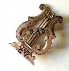 Lyre Pin - 14kt Rose Gold with Enamel Highlights