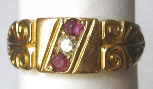 18kt Diamond Ruby Cigar Band Ring - 1903