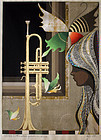 Japanese Ltd. Ed. Woodblock Print Tadashi Nakayama Butterflies Trumpet