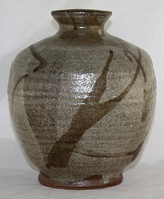 Japanese Mashiko Stoneware Kaki Vase with "Y" Potter’s Seal 9" High