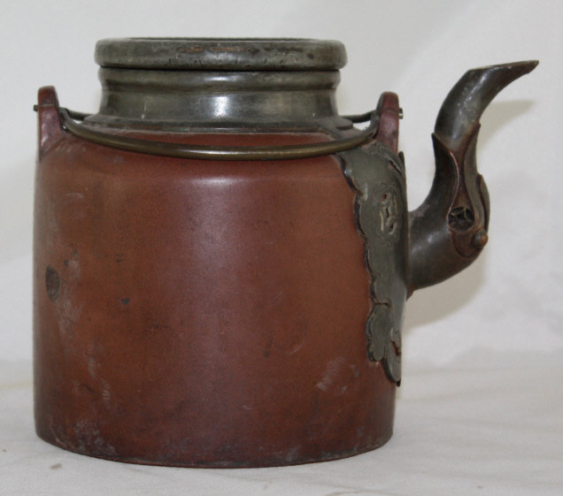 Chinese Republic Yixing Zisha Pottery &amp; Pewter Teapot