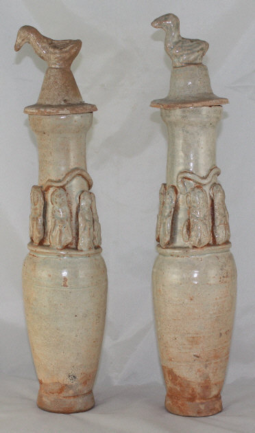 Two Chinese 15&quot; High Song Qingbai Yingqing Porcelain Funerary Jars
