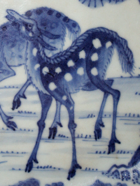 Chinese Qing Qianlong Blue White Porcelain Dish Deer
