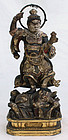 Japanese Edo Period Wood Buddhist Figure Bishamonten Guardian Diety