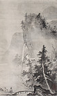 After Sesshu Japanese Taisho Showa Sumi-e Scroll Painting Landscape