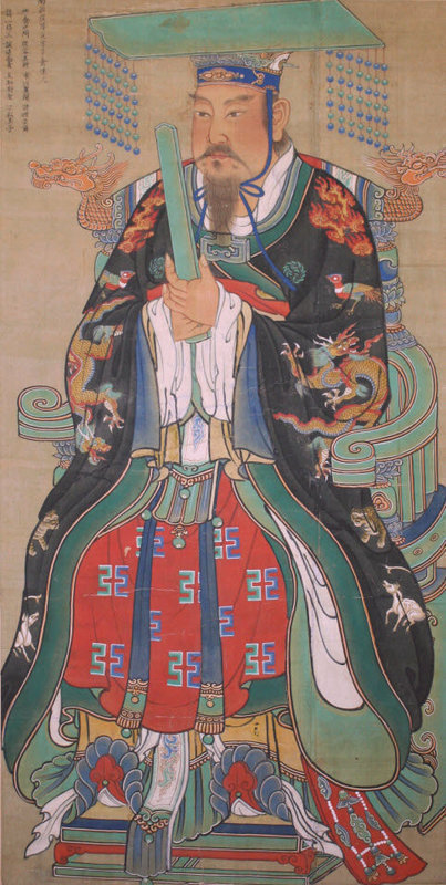 Large Chinese Qing Dynasty Painting Seated Confucian Worthy Portrait