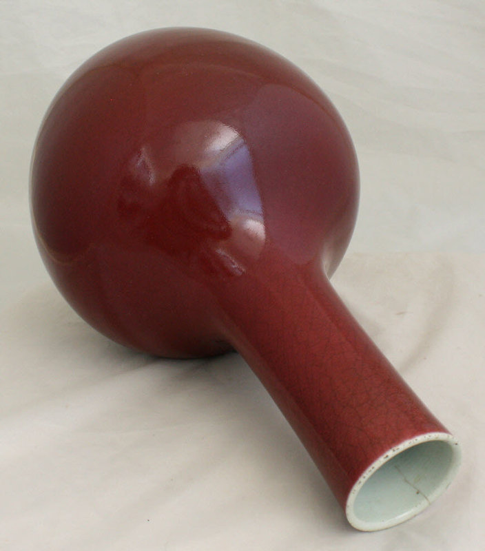 Chinese Qing Qianlong Oxblood Sang-de-boeuf Bottle Vase Tianquiping