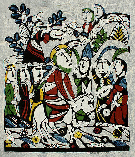 Japanese Kappa-ban Stencil Print Sadao Watanabe Entry into Jerusalem