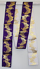 Japanese Vintage Purple White & Gold Obi Butterflies Modern Style