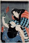 Japanese Edo Woodblock Print Kuniyoshi Kabuki Theater Actors