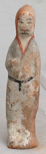 Chinese Tang Dynasty Male Pottery Standing Tomb Figure Attendant