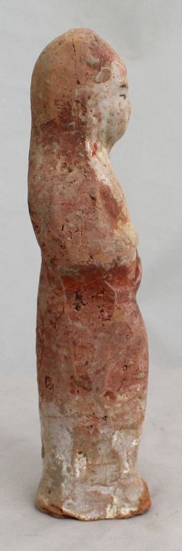 Chinese Tang Dynasty Female Pottery Standing Tomb Figure Attendant