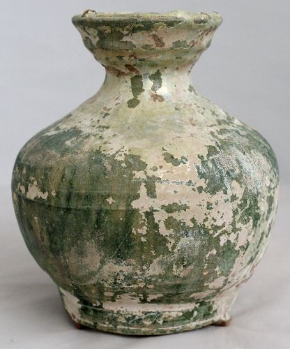 Chinese Han Dynasty Lead Green Glaze Pottery Jar