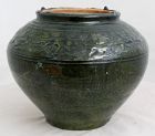 Large Chinese Han Lead Green Glaze Pottery Burial Jar Animal Forms