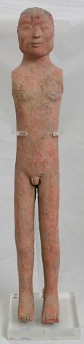 23" High Chinese Han Dynasty Earthenware Pottery Stick Man Figure