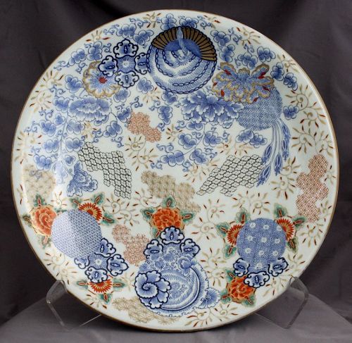 15 3/4" Diameter Japanese Meiji Arita Imari Porcelain Floral Charger