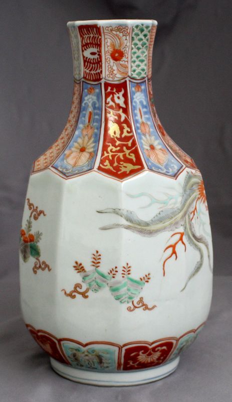Japanese Edo Meiji Imari Porcelain Vase Kakiemon Phoenix Pawlonia
