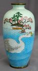 Adachi Kinjiro Japanese Meiji Cloisonne Cabinet Vase Ginbari Duck