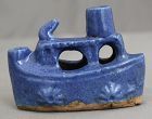 Chinese Qing Porcelain Monochrome Blue Water Dropper Boat Ship