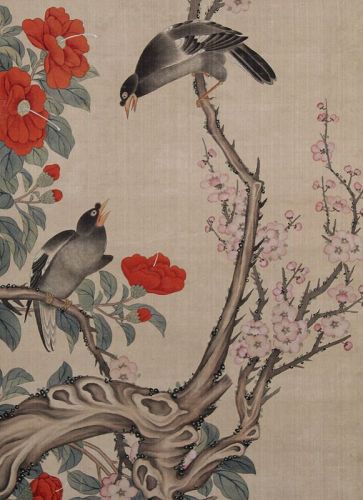 Ma Jiatong Chinese Qing Court Style Silk Painting Bird and Flower 19C