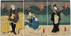 Japanese Edo Woodblock Print Triptych Kunisada Toyokuni Kabuki Actors