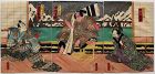 Japanese Edo Woodblock Print Triptych Kunisada Toyokuni Kabuki Actors