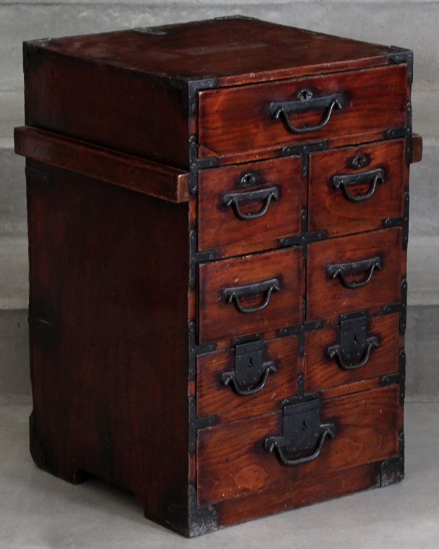 Japanese Meiji Period Wood Ko-tansu Personal Chest 19th Century