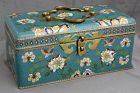 Chinese Qing Cloisonne Enamel Rectangular Hinged Box with Inner Tray