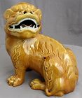 Chinese Qing to Republic Amber Glaze Porcelain Buddhist Lion Dog