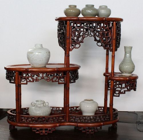 Chinese Teakwood Teak Wood Four-tier Tabletop Display Stand
