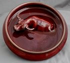 Chinese Qing Oxblood Red Scholar Porcelain Brush Washer Water Buffalo