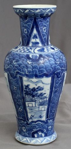Kangxi Marked Chinese Qing Baluster Form Blue White Cabinet Vase