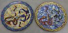 Massive 23.5" Dia. Pair Republic Chinese Cloisonne Dragon Chargers