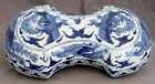 Chinese Republic Wanli Mark Blue & White Porcelain Ingot Box Phoenix