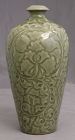 Chinese Yaozhou-type Olive-green Meiping Porcelain Cabinet Vase