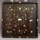 Chinese Qing Square Lacquered Wood Scholar Tray Mother of Pearl Inlay