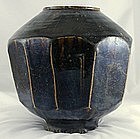 Large Korean Choson Yi Temmoku Glaze 10-faceted Jar 19c