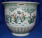 Massive Chinese Qing Famille Rose  Porcelain Jardiniere Cache Pot