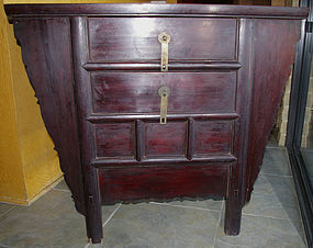 Chinese Qing Lacquered Elm Wood Two-Drawer Coffer Chest